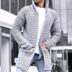 Men's Knit Cardigan | Solid Stand Collar | Mid-Length Design | High-Quality Knit Fabric | Two Hand Pockets | Variety of Solid Colors | Comfortable Tailored Fit | Versatile for Formal & Casual Occasions