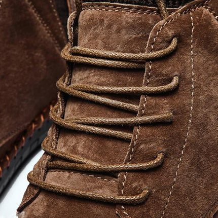Premium Suede Leather High-Top Men's Boots | Lace-Up Closure | Elastic Cuff | Cushioned Insole | Durable Rubber Outsole | Warm Fall & Winter Footwear | Casual & Fashionable Style