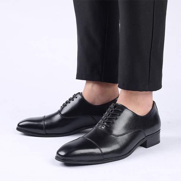 Men's Formal Dress Shoes | Black Leather Upper | Blind Eyelets | Leather Lining | Rubber Sole | Classic Sophisticated Style | Breathable Comfort