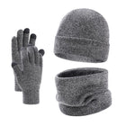 Men's Winter Knitted Set | Plus Velvet Hat Scarf Gloves | Warm & Cozy Fashion Accessories | 3-Piece Color Coordinated Set | Soft Velvet Lining | Durable & Stylish Winter Essentials