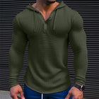 Men's Casual Waffle Knit Hoodie | Solid Color Long Sleeve Top | Comfortable Regular Fit | Versatile Year-Round Wear | High-Quality Breathable Fabric