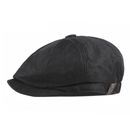 Men's Retro Beret Hat | Thin Breathable Octagonal Cap | Flat Top with Short Brim | Adjustable Acrylic | Casual Accessory