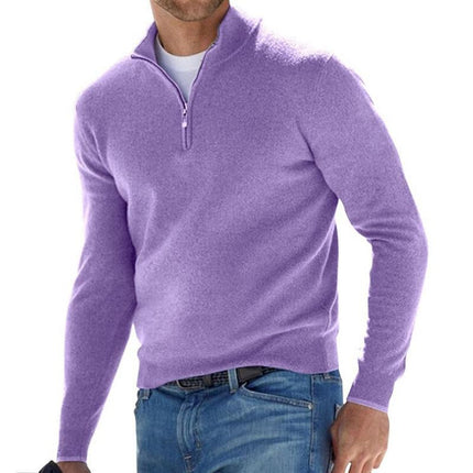 Men's Solid Color Knit Zip Pullover Sweater | High-Quality Fabric | Versatile Tailored Fit | Warm Breathable Design | Various Colors | Durable Stitching | Fashionable Wardrobe Must-Have