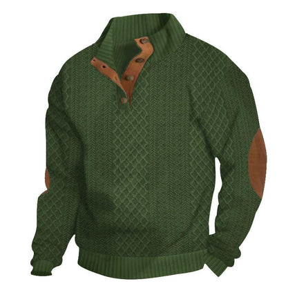 Men's Stand Collar Pullover | Long Sleeve Jacquard Knitted Sweatshirt | Outdoor | High-Quality Fabric | Breathable | Warm | Modern Style | Casual Wardrobe | Sizes Available | Machine Washable