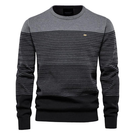 Men's Vintage Striped Sweater | Relaxed Fit | Classic Round Neck | Versatile Knitwear | Autumn Winter Spring | Casual Outdoor Wear | Fashionable Striped Design | Machine Washable | Ribbed Trim