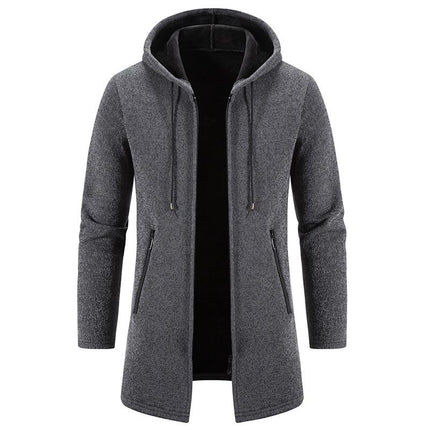 Men's Knitted Fleece Chenille Cardigan | Solid Color | Full-Length Sleeves | Soft & Plush Material | Comfortable & Sophisticated Style | Versatile Wardrobe Essential | Side Pockets