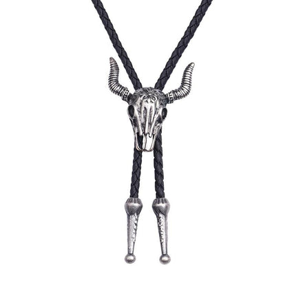 Vintage Western Bull Skull Necklace | Boho Cow Skull Pendant | Rustic Western Jewelry | Western Style Necklace | Unique Bull Head Design