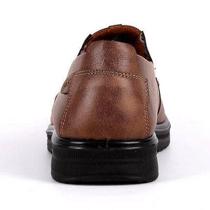 Vintage Leather Men's Business Casual Shoes | Refined Style Work Boots | Non-Slip Sole | Easy Entry Elastic | Traditional Sewing