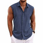 Men's Sleeveless Shirt | Solid Color Lapel | Cotton Linen Blend | Breathable & Durable | Classic Timeless Design | Ideal for Casual & Warm Weather | Versatile Pairing with Jeans or Trousers