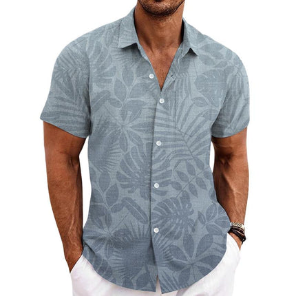 Men's Hawaiian Shirt | Tropical Print | Short Sleeve | Camp Collar | Lightweight Polyester | Relaxed Fit | Beach Vacation Casual | Bold Floral | Palm Print | Vibrant Colors | Button-Front Closure
