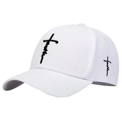 Men's Retro Casual Baseball Cap | Cross Faith Embroidery | Adjustable Strap | Cotton Material | Stylish Everyday Hat