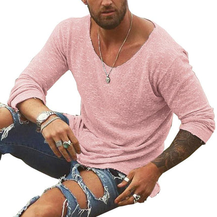 Men's Loose Casual Long Sleeve T-Shirt | Cotton Blend | Breathable | Pullover Design | Soft & Comfortable | Easy Match with Jacket & Jeans | Gentle Machine Wash | Ideal for Any Occasion