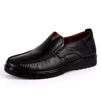 Vintage Leather Men's Business Casual Shoes | Refined Style Work Boots | Non-Slip Sole | Easy Entry Elastic | Traditional Sewing