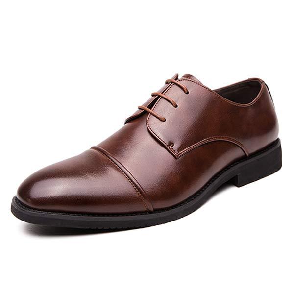 Men's Classic Leather Dress Shoes | Timeless Business Formal Footwear | Leather Upper | Blind Eyelets | Breathable Leather Lining | Durable Rubber Sole | Versatile for Office or Weddings