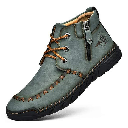Vintage Leather Men's Booties | Flexible Rubber Sole | Lightweight Comfort | Casual Wear | Hand Sewn | High-Quality Fit