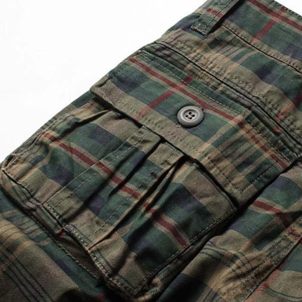 Men's Vintage Plaid Shorts | Comfortable Fit | Functional Pockets | Classic Retro Style | Durable Cotton Blend | Casual Wear