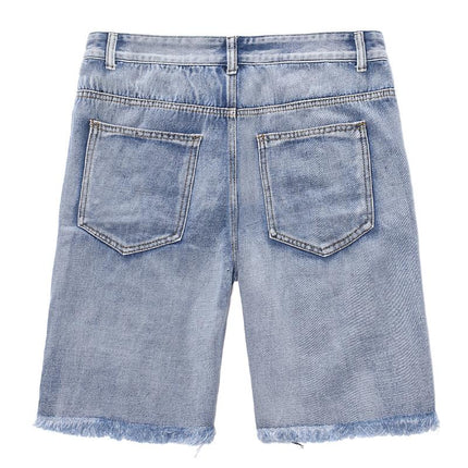 Men's Casual Vintage Ripped Denim Shorts | Loose Fit | Micro Elastic | Mid-Rise Waist | Distressed Washed | Multi-Pocket Design | Ideal for Summer | Beach, Outing, Vacation