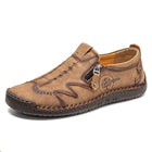 Men's Vintage Leather Loafers | Casual Comfort Shoes | Cushioned Footbed | Flexible Rubber Outsole | Easy Slip-On | Medium Width