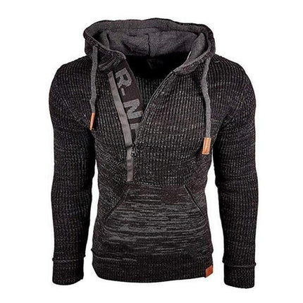 Men's Knitted Hoodie | Casual Loose Fit | Hooded Long Sleeve | Polyester Blend | Kangaroo Pocket | Soft & Breathable | Leisure Style | Activewear Pullover | Zipper Closure | Relaxed Fit | Classic Design