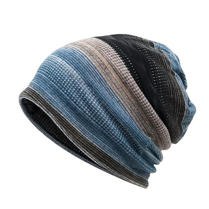 Men's Striped Pullover Winter Hat | Dome Design | Brimless | Imitation Cashmere | M Size 56-58cm | Fashionable Trendy Style