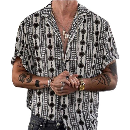 Men's Stripe Lapel Shirt | Relaxed Fit | Casual Daily Wear | Lightweight | Spring Summer Fall | Button Placket | Anti-Wrinkle | Soft Fabric | Roll-Up Sleeves