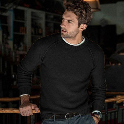 Men's Solid Color Knit Pullover Sweater | Crew Neck Soft Knitwear | Casual Winter Fall Spring | Comfortable Durable Warmth | Versatile Layering Jumper | Gift for Him