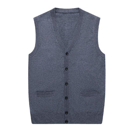 Men's Knitted Cardigan Vest | Casual Solid Color | Sleeveless V-Neck | Button-Up Design | Versatile Layering | High-Quality Fabric | Comfortable & Durable | Machine Washable | Elegant Outerwear