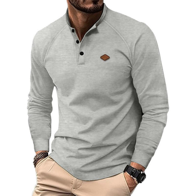 Men's Waffle Henley T-Shirt | Raglan Long Sleeves | Casual Cotton Blend | Versatile Fit | Textured Design | Easy Care | All-Season Comfort