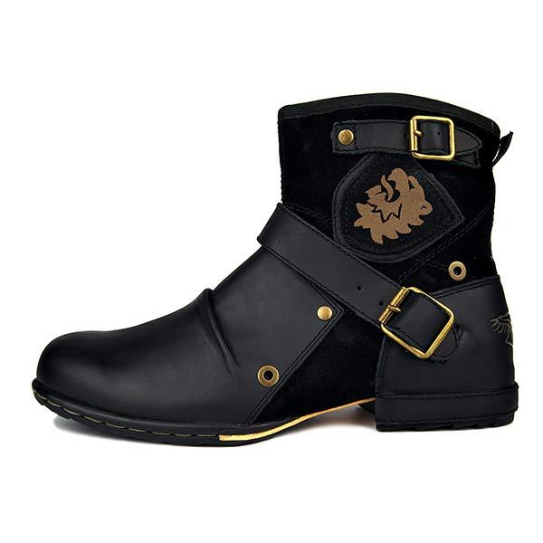 Men's Casual Leather & Suede Ankle Boots | Zip Closure | Breathable Leather Lining | Vintage Patina Finish | Comfortable Fit | Fashionable with Jeans or Chinos