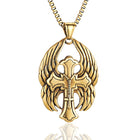 Vintage Casual Necklace | Cross Wings Pendant | Fashion Jewelry | Unique Gift Accessory | Men's and Women's Necklace | Silver Tone | Casual Style | Versatile Accessories