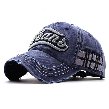 Men's Letter Embroidered Cotton Baseball Cap | Sports & Leisure Dome Hat | Breathable Sunshade for All Seasons | Short Brim | 54-56cm Adjustable