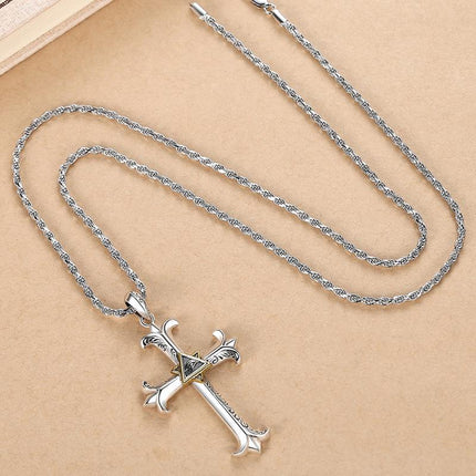 Vintage Evil Eye Necklace | Cross Pendant | Unique Jewelry | Spiritual Protection | Fashion Accessories | Gift for Her | Stylish Design