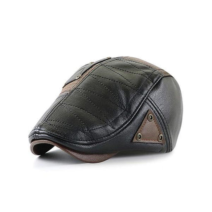 Men's Patchwork Leather Hat | Genuine Leather Cap | Stylish Men's Headwear | Vintage Patchwork Design | Comfortable Fit