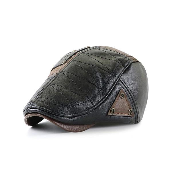 Men's Patchwork Leather Hat | Genuine Leather Cap | Stylish Men's Headwear | Vintage Patchwork Design | Comfortable Fit