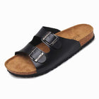 Men's Beach Sandals | Open Toe Casual Slippers | Soft Leather Upper | Cork Midsole Support | EVA Outsole | Anti-Slip and Shock Absorbing | Lightweight Summer Footwear