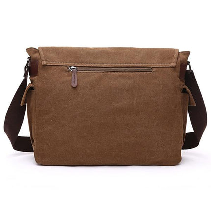 Durable Canvas Crossbody Bag | Adjustable Shoulder Strap | Interior Laptop Compartment | Multi-Pocket Design | Vintage Casual Style | Ideal for Business, Work, School | 38.5x36x36.5 cm