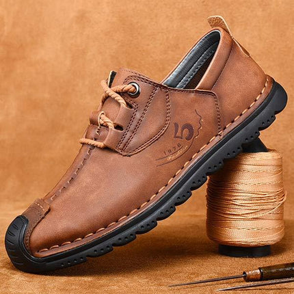 Men's Loafers | Casual Leather Shoes | Retro Style | Comfortable Leather Upper | Hand Stitched | Cushioned Footbed | Flexible Rubber Sole | Medium Width