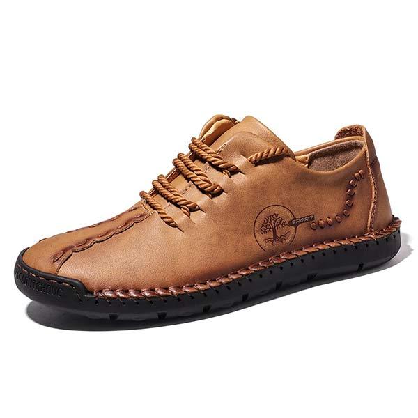 Men's Casual Vintage Leather Loafers | Hand Stitched | Flexible Rubber Sole | Medium Width Shoes