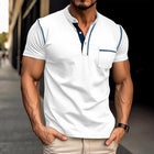 Men's Colorblock Henley Collar T-Shirt | Cotton | Short Sleeve | Casual Wear | Breathable Fabric | Stylish Design