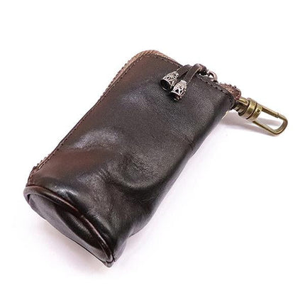 Vintage Cowhide Leather Waist Bag | Key Holder Purse | Unisex Belt Pouch | Genuine Leather Hip Bag | Stylish Fanny Pack | Versatile Travel Wallet | Brown Leather Waist Pack