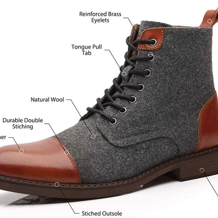 Men's Vintage Ankle Boots | Leather Lace-Up Design | Classic Retro Style | Durable Sole | Comfortable Fit | Perfect for Casual and Formal Wear | Men's Fashion Footwear