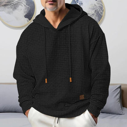 Men's Solid Color Long Sleeve Hoodie | Relaxed Fit | Soft Fabric | Attached Hood | Perfect for Fall & Winter | Comfortable Casual Apparel | Suitable for Outdoor Activities & Lounging