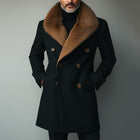 Men's Tweed Coat | Retro Style | Casual Long Sleeve | Fur Collar | Blended Fabric | Lapel Design | Regular Fit | S-3XL Sizes | All Season Wear