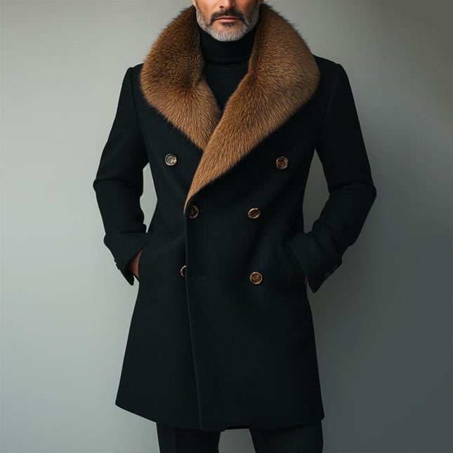 Men's Tweed Coat | Retro Style | Casual Long Sleeve | Fur Collar | Blended Fabric | Lapel Design | Regular Fit | S-3XL Sizes | All Season Wear