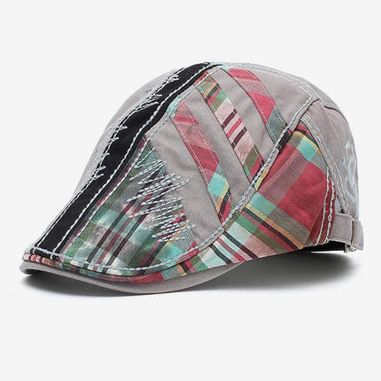 Men's Vintage Plaid Beret | Retro Stitching Hat | Warm Wool Blend | Stylish Casual Essential | Timeless Fashion | Lightweight Breathable Fabric | Perfect for Autumn Winter Wardrobe