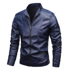 Men's Black Leather Jacket | Stand Collar | Long Sleeve | Zipper Closure | Side Seam Pockets | Handcrafted Quality | Casual Street Style | Charismatic & Trendy