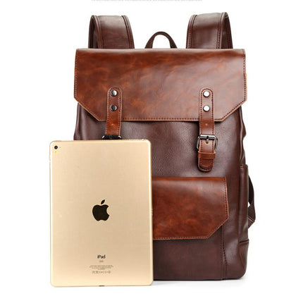 Men's Crazy Horse Leather Backpack | Large Capacity | Vintage Style | Durable | Adjustable Straps | Multiple Compartments | Laptop Sleeve | Travel Bag | Casual to Formal | High-Quality Material