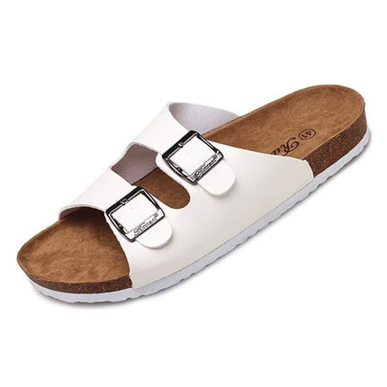 Men's Beach Sandals | Open Toe Casual Slippers | Soft Leather Upper | Cork Midsole Support | EVA Outsole | Anti-Slip and Shock Absorbing | Lightweight Summer Footwear
