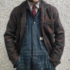 Men's Vintage Checkered Jacket | Retro Lapel Design | Loose Fit Outerwear | Durable Cotton Blend | Stylish Men's Jacket | Classic Checkered Pattern | Comfortable & Versatile | Timeless Men's Fashion