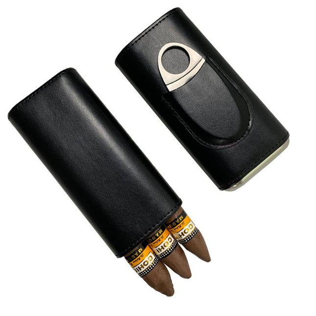 Men's Leather Cigar Case | Travel Humidor | Portable Humidification | Premium Leather | Compact Design | Secure Storage | Accessory Holder | Zipper Closure | Soft Lining | Keeps Cigars Fresh & Protected